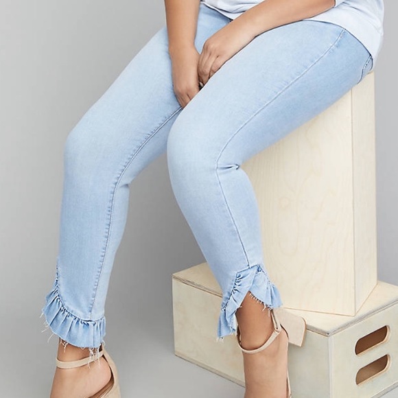 Lane Bryant Pants - 👖Super Stretch Skinny Jean -Light Wash Ruffle Hem